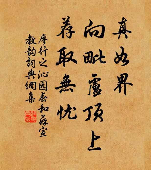 廖行之真如界，向毗卢顶上，荐取无忧书法作品欣赏