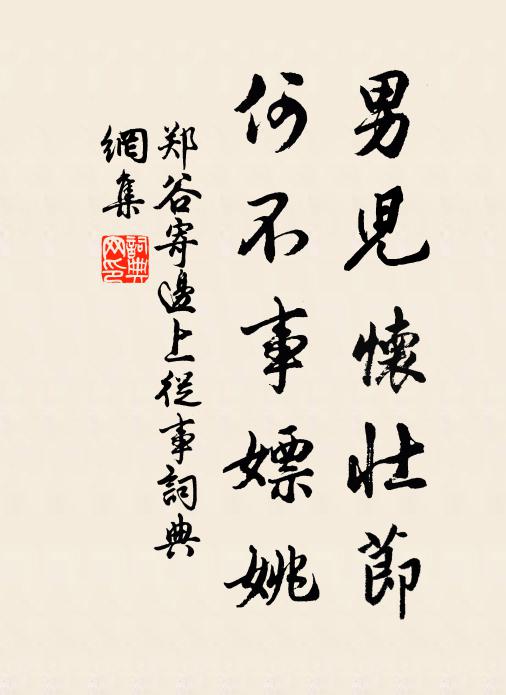 郑谷男儿怀壮节，何不事嫖姚书法作品欣赏