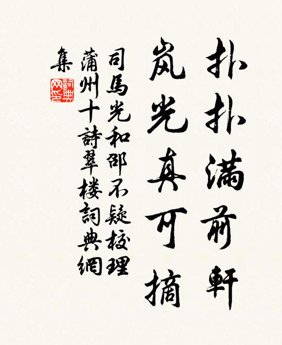 司马光扑扑满前轩，岚光真可摘书法作品欣赏