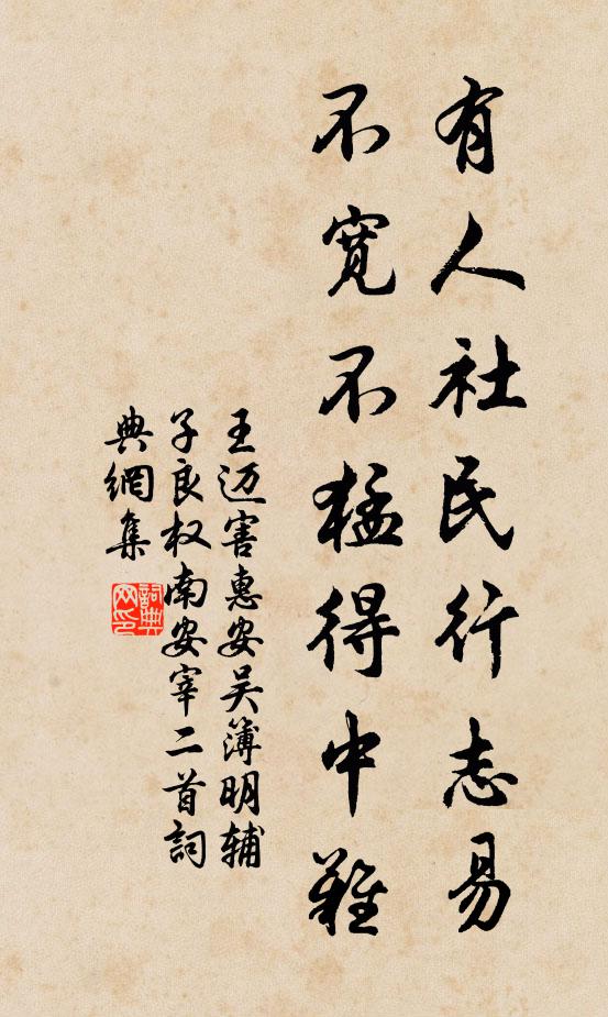 王迈有人社民行志易，不宽不猛得中难书法作品欣赏