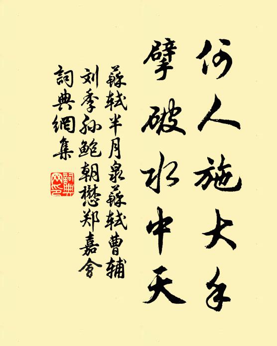 苏轼何人施大手，擘破水中天书法作品欣赏