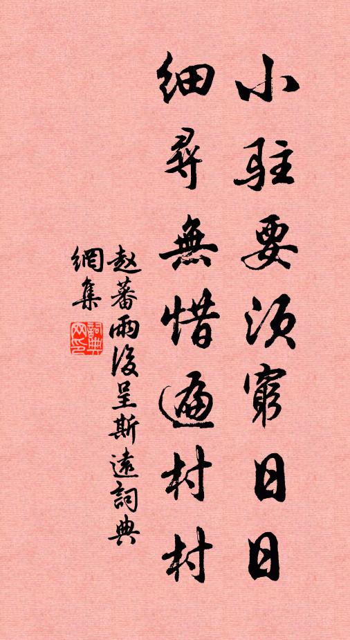 赵蕃小驻要须穷日日,细寻无惜遍村村书法作品欣赏