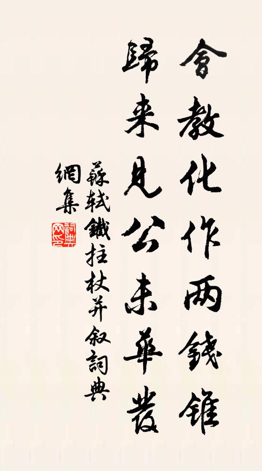苏轼会教化作两钱锥，归来见公未华发书法作品欣赏