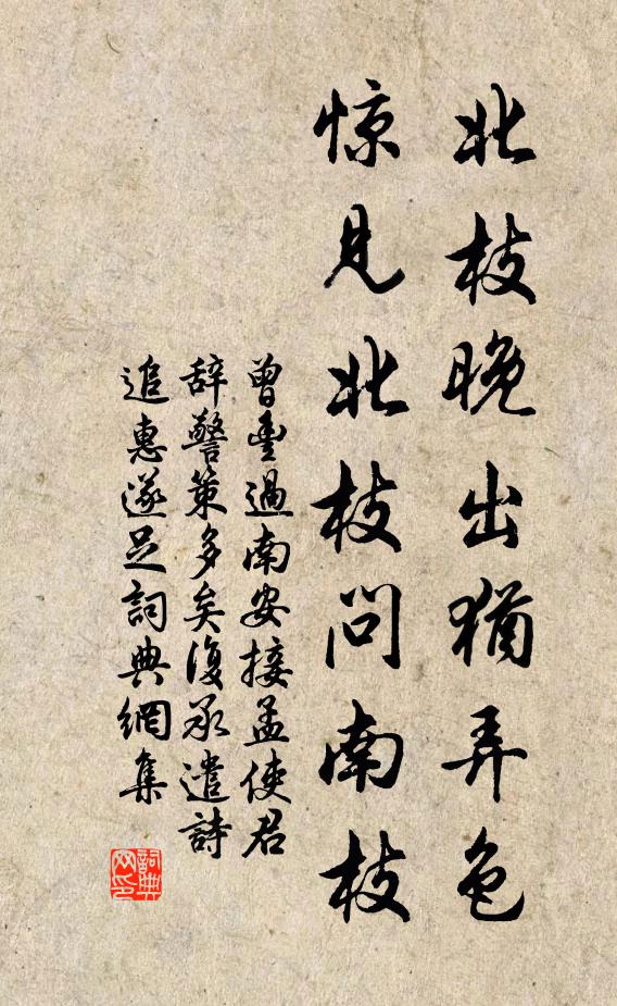 曾丰北枝晚出犹弄色，惊见北枝问南枝书法作品欣赏