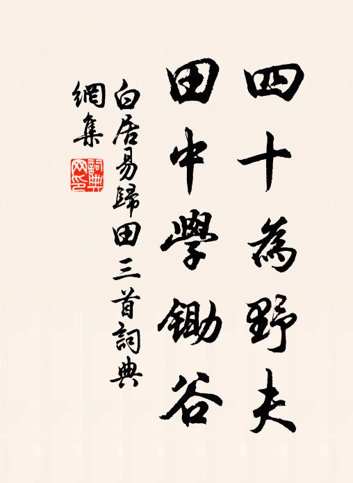 白居易四十为野夫，田中学锄谷书法作品欣赏