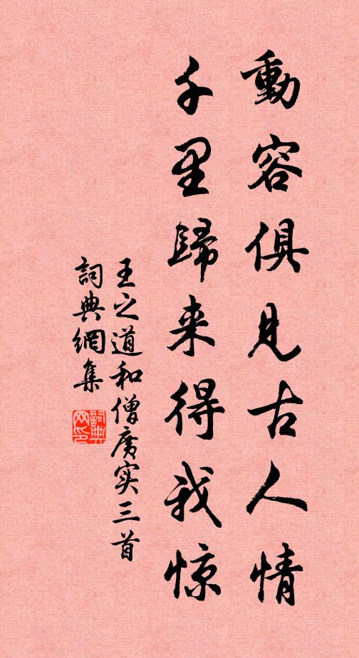 王之道动容俱见古人情，千里归来得我惊书法作品欣赏