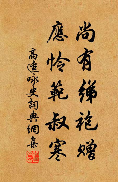 高适尚有绨袍赠，应怜范叔寒书法作品欣赏