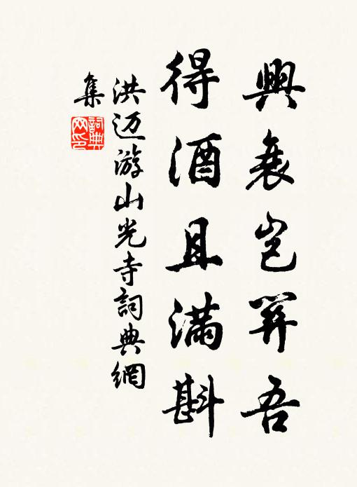 洪迈兴衰岂关吾，得酒且满斟书法作品欣赏