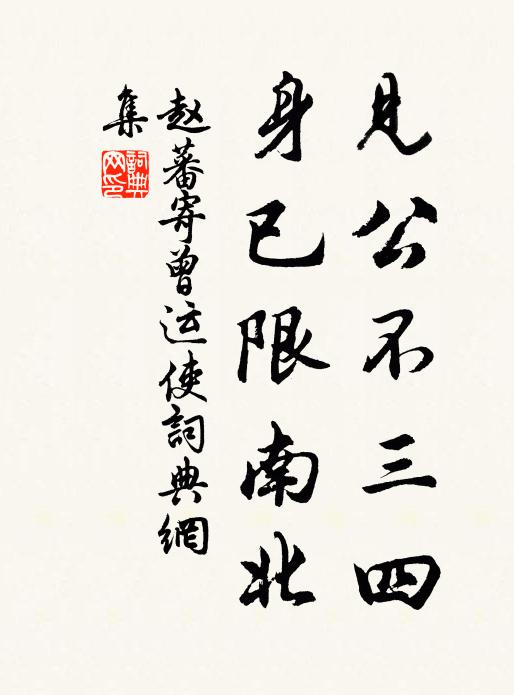 赵蕃见公不三四，身已限南北书法作品欣赏