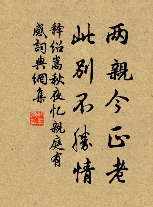 释绍嵩两亲今正老，此别不胜情书法作品欣赏