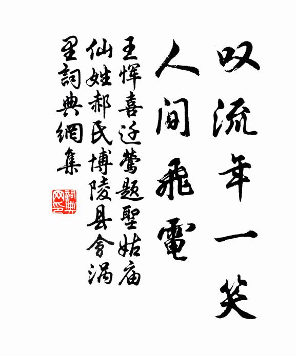王恽叹流年一笑，人间飞电书法作品欣赏