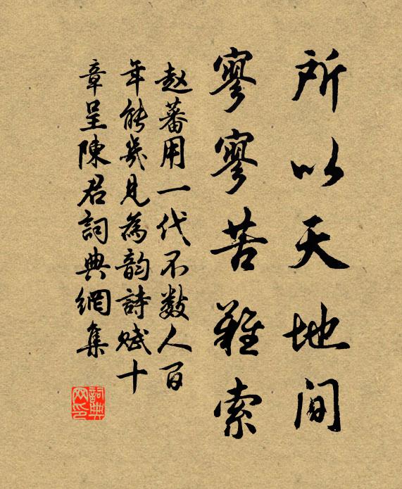 赵蕃所以天地间，寥寥苦难索书法作品欣赏