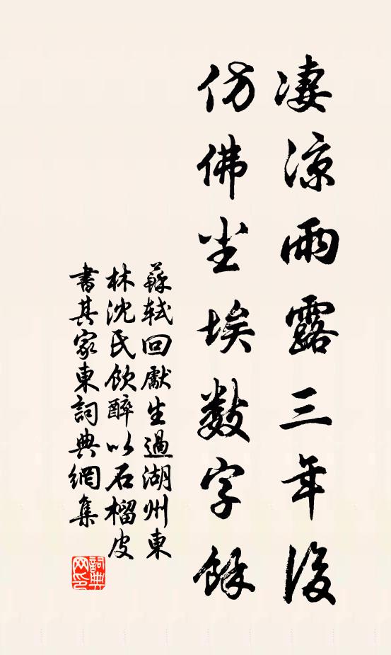 苏轼凄凉雨露三年后，仿佛尘埃数字馀书法作品欣赏