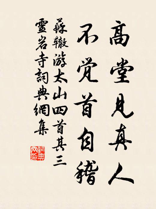 苏辙高堂见真人，不觉首自稽书法作品欣赏