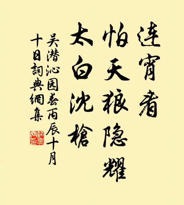 吴潜连宵看，怕天狼隐耀，太白沈枪书法作品欣赏