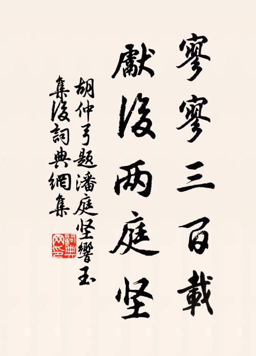 胡仲弓寥寥三百载，先后两庭坚书法作品欣赏