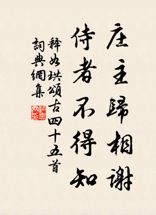 释如珙庄主归相谢，侍者不得知书法作品欣赏