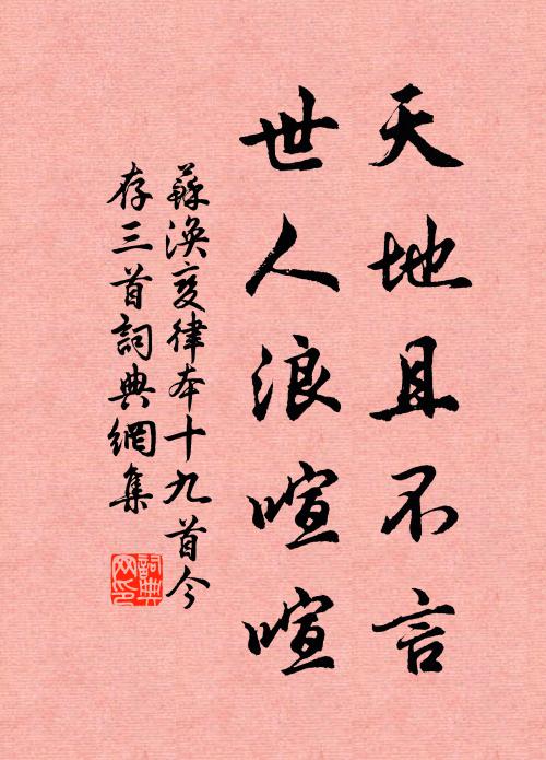 苏涣天地且不言，世人浪喧喧书法作品欣赏