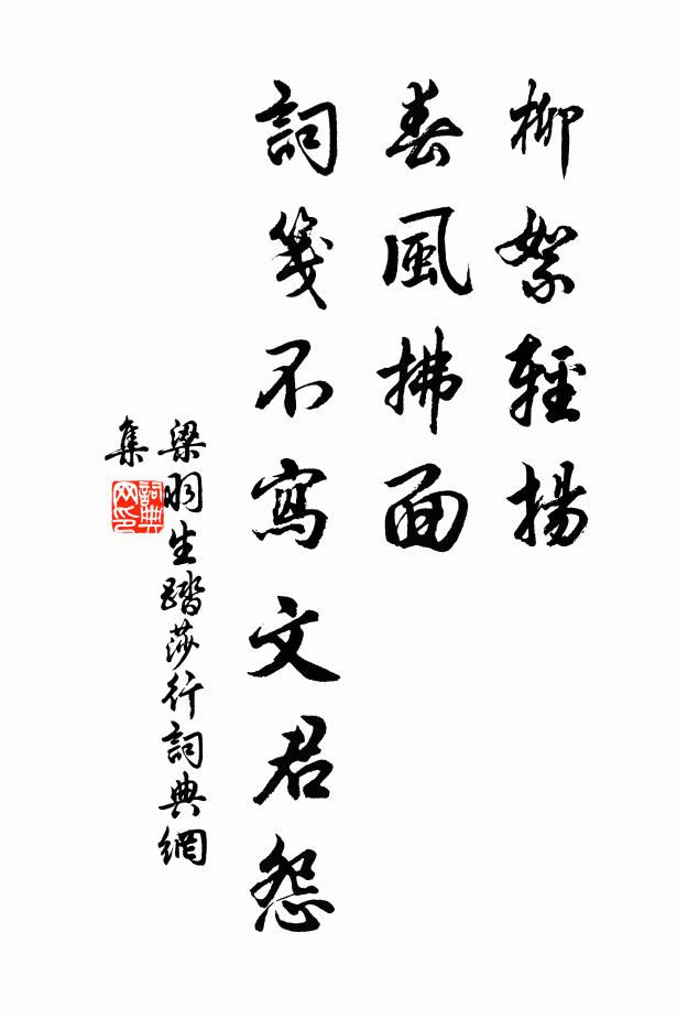 梁羽生柳絮轻扬，春风拂面，词笺不写文君怨书法作品欣赏