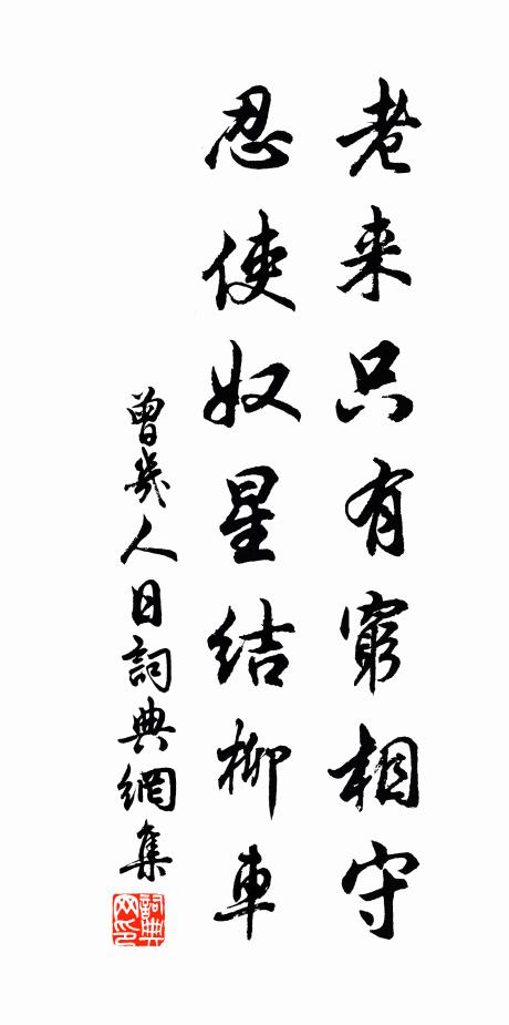 曾几老来只有穷相守，忍使奴星结柳车书法作品欣赏