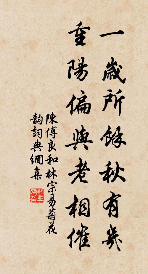 陈傅良一岁所余秋有几，重阳偏与老相催书法作品欣赏