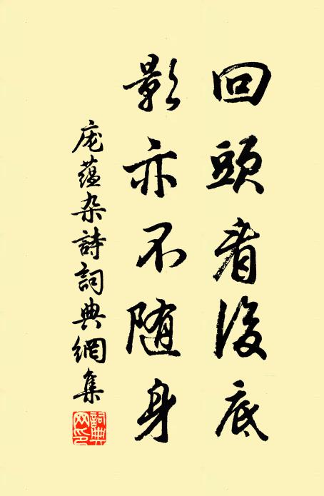 庞蕴回头看后底，影亦不随身书法作品欣赏