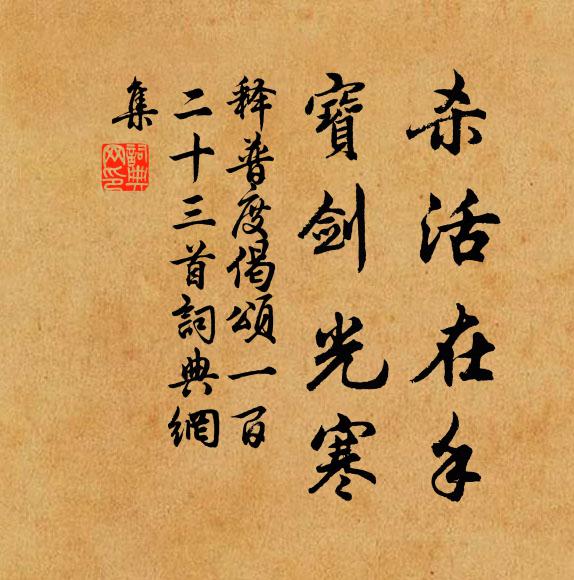 释普度杀活在手，宝剑光寒书法作品欣赏