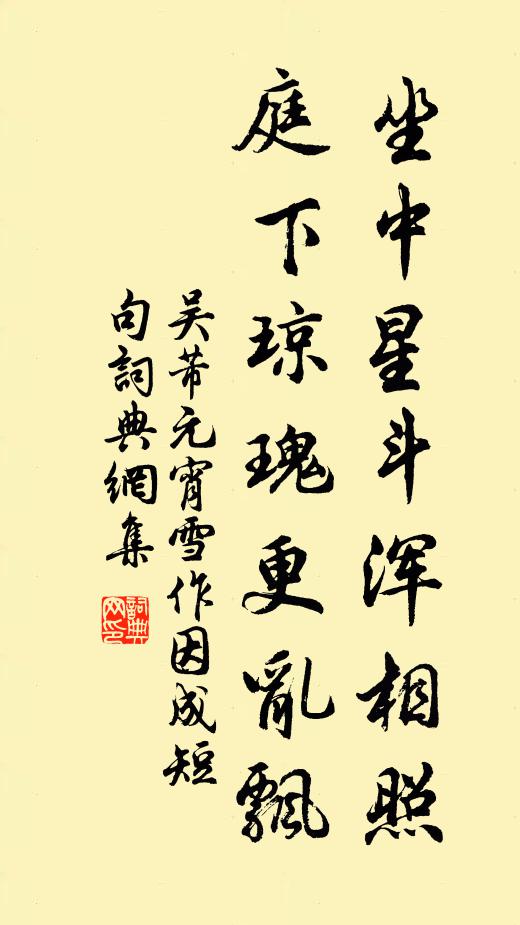 吴芾坐中星斗浑相照，庭下琼瑰更乱飘书法作品欣赏