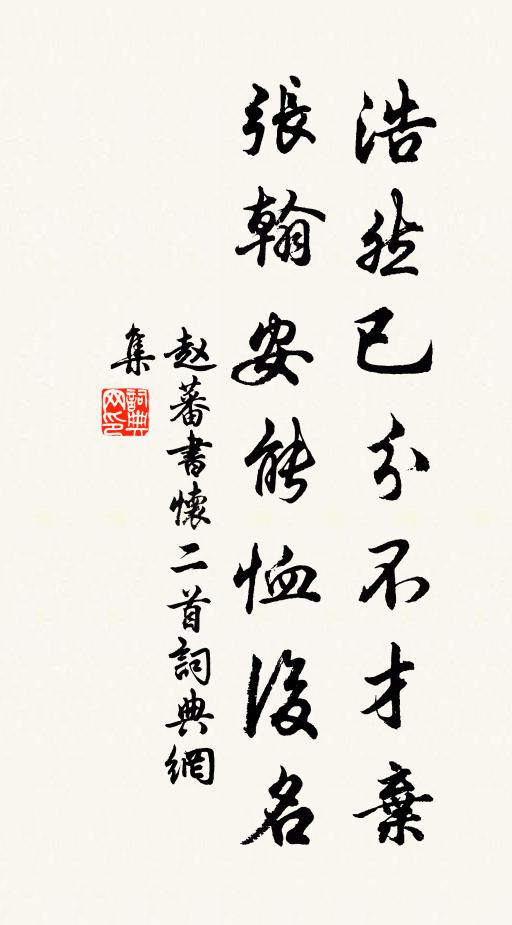 赵蕃浩然已分不才弃，张翰安能恤后名书法作品欣赏