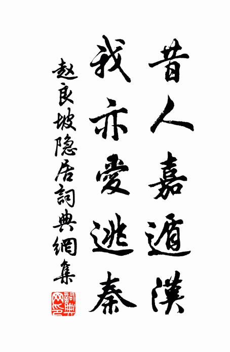 赵良坡昔人嘉遁汉，我亦爱逃秦书法作品欣赏