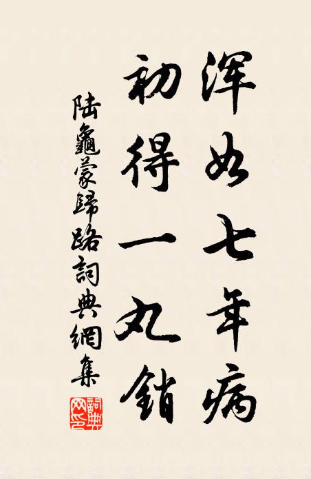 陆龟蒙浑如七年病，初得一丸销书法作品欣赏