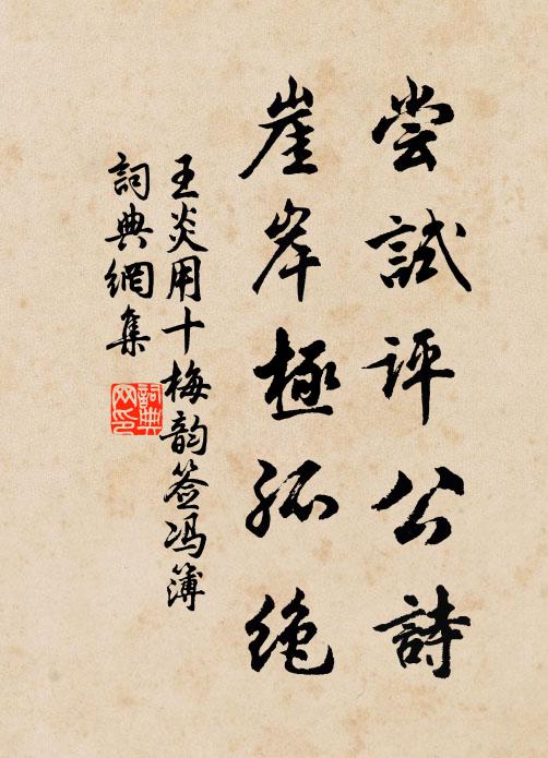 王炎尝试评公诗，崖岸极孤绝书法作品欣赏