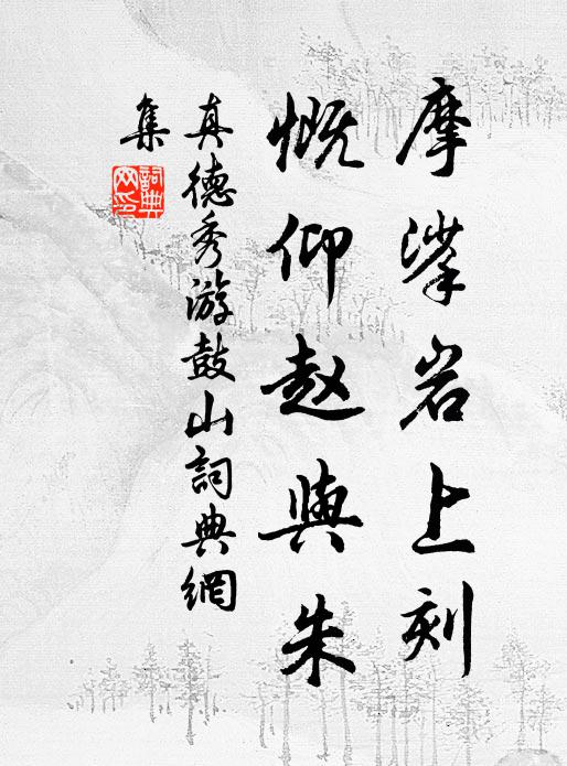 真德秀摩挲岩上刻,慨仰赵与朱书法作品欣赏