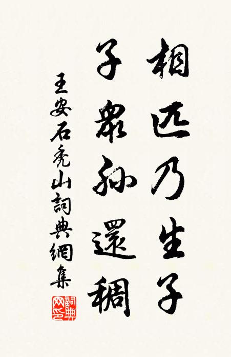 王安石相匹乃生子，子众孙还稠书法作品欣赏
