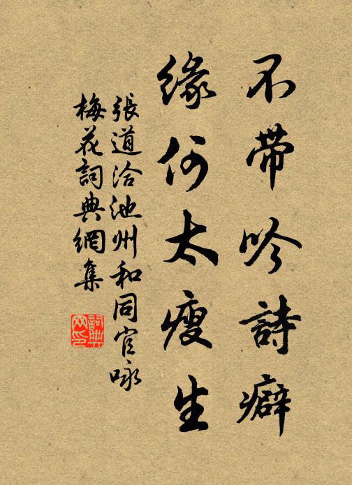 张道洽不带吟诗癖，缘何太瘦生书法作品欣赏
