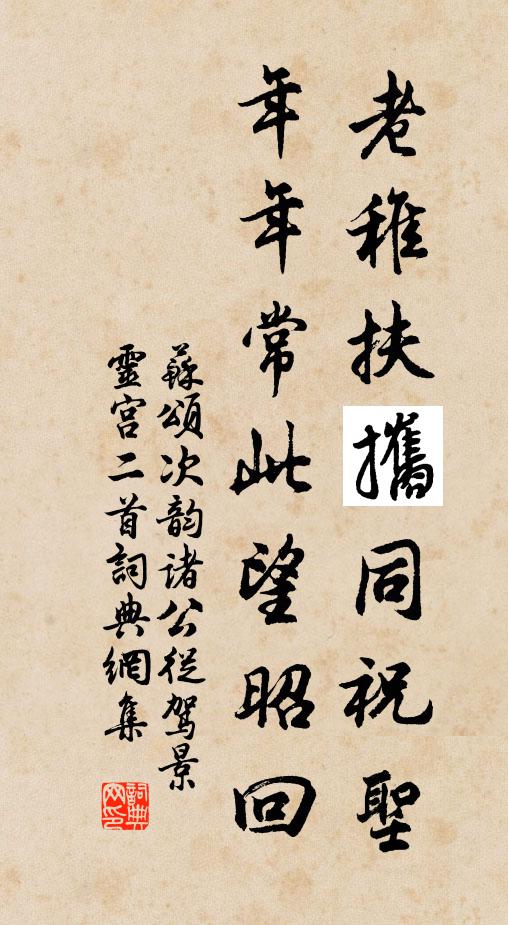 苏颂老稚扶攜同祝圣，年年常此望昭回书法作品欣赏