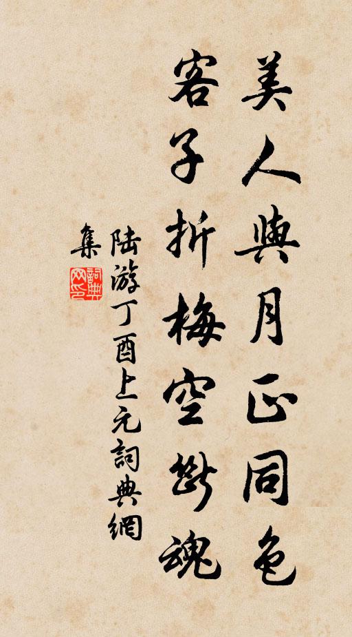 陆游美人与月正同色，客子折梅空断魂书法作品欣赏