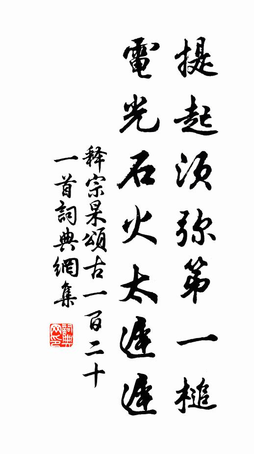 释宗杲提起须弥第一槌，电光石火太迟迟书法作品欣赏