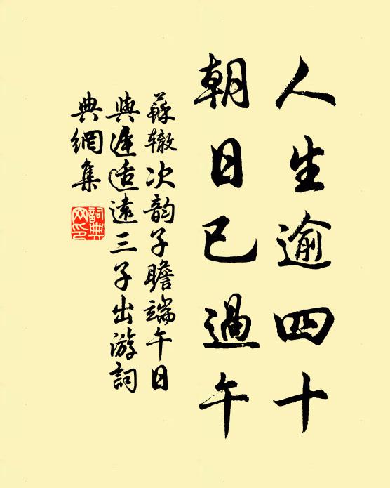 苏辙人生逾四十，朝日已过午书法作品欣赏