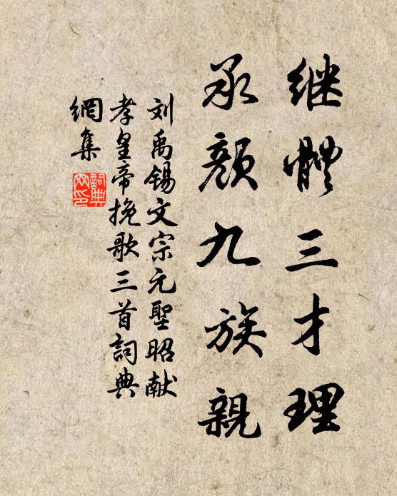 刘禹锡继体三才理，承颜九族亲书法作品欣赏