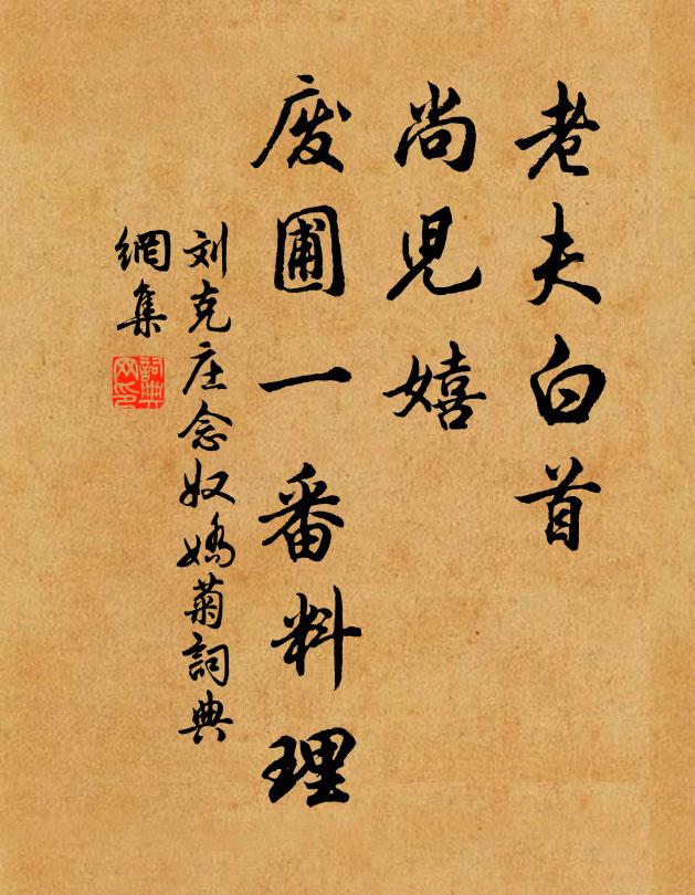 刘克庄老夫白首，尚儿嬉、废圃一番料理书法作品欣赏