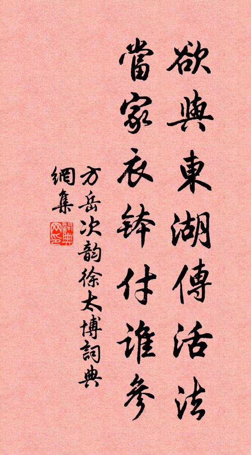 方岳欲与东湖传活法，当家衣钵付谁参书法作品欣赏