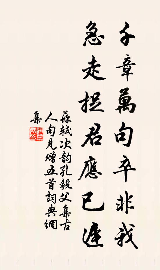 苏轼千章万句卒非我，急走捉君应已迟书法作品欣赏