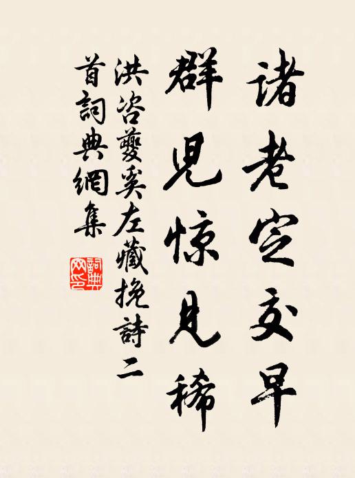 洪咨夔诸老定交早，群儿惊见稀书法作品欣赏