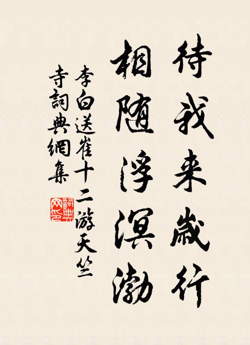 李白待我来岁行，相随浮溟渤书法作品欣赏