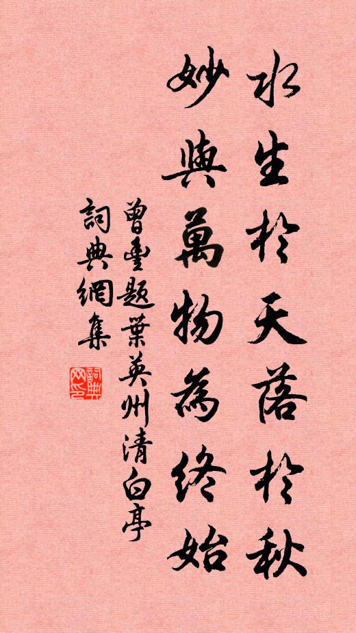 曾丰水生于天落于秋，妙与万物为终始书法作品欣赏