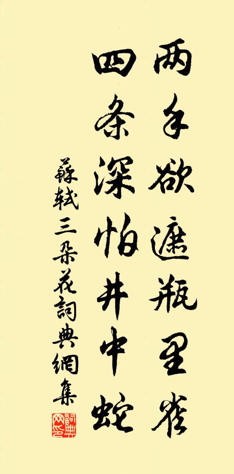 苏轼两手欲遮瓶里雀，四条深怕井中蛇书法作品欣赏