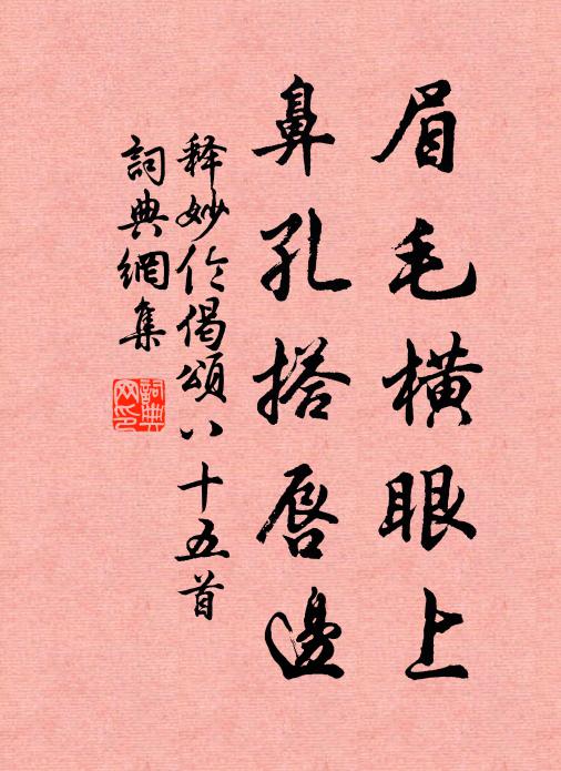 释妙伦眉毛横眼上，鼻孔搭唇边书法作品欣赏