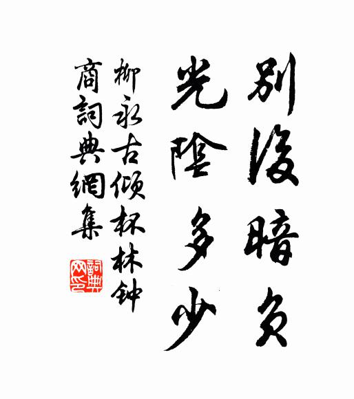 柳永别后暗负，光阴多少书法作品欣赏