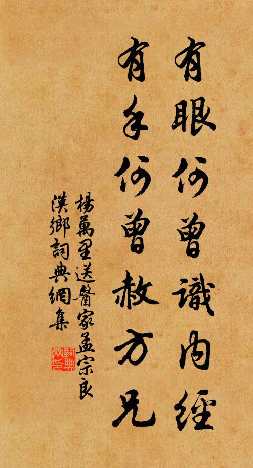 杨万里有眼何曾识内经，有手何曾赦方兄书法作品欣赏